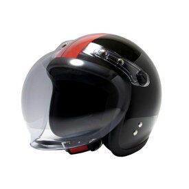 【メーカー直送】ビー＆ビー シールド付ジェットヘルメット（ブラックレッドライン） BB004 B&B ジェットヘルメット バイク