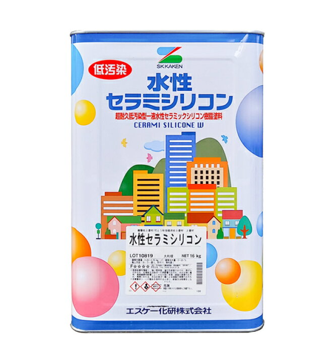 楽天市場】スケー化研 水性セラミシリコン 各ツヤ 白 16K : 塗料の 
