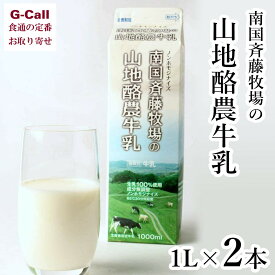 南国斉藤牧場の山地酪農牛乳 1L×2本 北海道・沖縄送料別 乳製品 朝食 高知 あっさり お取り寄せ ミルク 飲料 のみもの 低温殺菌 放牧 美味しい 1000ml