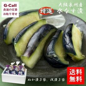 天政松下 大阪泉州産 特選 水なす漬 ぬか漬3袋 浅漬3袋 計6袋 送料無料 漬け物 浅漬け ぬか漬け 漬物 惣菜 野菜 ナス なす 茄子 生産者直送 お取り寄せ