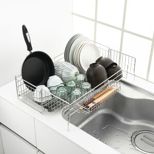 ヨシカワ シンクサイド 幅の広がる水切り 深型 幅20×奥行57cm 送料無料 yoshikawa 水切りラック シンク キッチン用品 日本製 国産 ステンレス製 メーカー直送