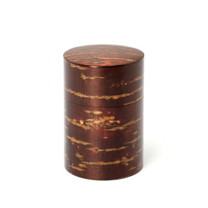 角館・樺細工 藤木伝四郎商店 総皮茶筒 大 無地皮 送料無料 茶筒 山桜 樹皮 光沢 お茶 保存 木 天然木 お取り寄せ 伝統技法 加工 熟練 手技 職人 伝統 工芸品