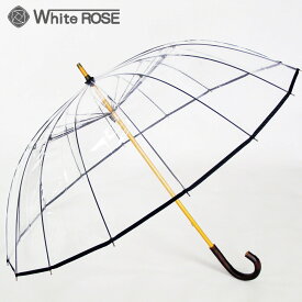 ホワイトローズ かてーる16 桜 ブラック 送料無料 雨傘 16本骨 ビニール傘 WHITE ROSE