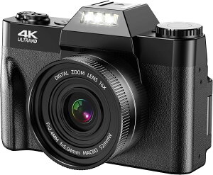 デジカメ デジタルカメラ 4K wifi機能 4800万画素 デジタルカメラ コンパクト AFオートフォーカス ウェブカメラ機能180度反転 スクリーン ビデオカメラ 3インチ 自撮りカメラ 16Xデ