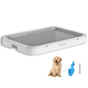 犬 トイレトレー ワイド メッシュ 犬用トイレ レギュラー おしゃれ ステップトレー お手入れ簡単 いたずら防止 ドッグトレー 大型 グレー 65x49x5cm シャベルと