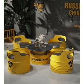 ドラム缶コンビネーション 屋外用テーブルと椅子 ドラム缶のテーブルと椅子 ガーデンチェア ローテーブル テーブルチェア