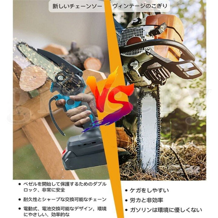 楽天市場】充電式チェーンソー マキタ 18Vバッテリー互換対応 小型 