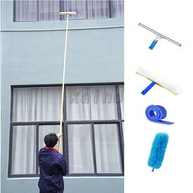 高所掃除ブラシ 外壁掃除 鳥フン掃除 コケそうじ 年末の大掃除 セット 業務用 超ロングポール 長さ3.5~12.5m選択可能 つなぎ柄 ガラス、看板、車の床や壁の掃除