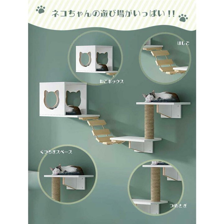楽天市場】キャットタワー 壁掛け ホワイトボックス はしご 猫 タワー 