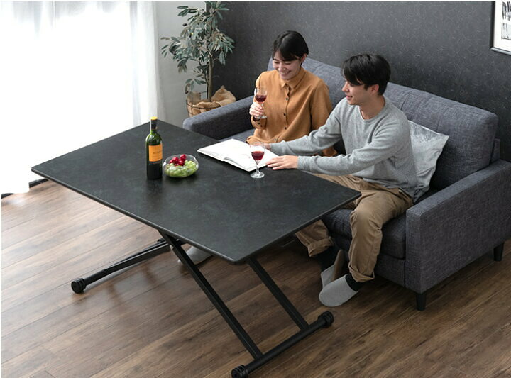楽天市場】昇降式 無段階 セラミック ダイニングテーブル 完成品 幅 