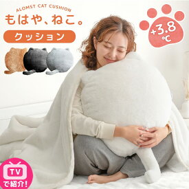 《TVで紹介!》もはや、ねこ。 クッション 洗える 直径50cm 丸洗い 大きい 暖かい あったか 暖か フロアクッション ソファクッション 枕 座椅子 丸 冬 冬用 厚手 猫みたい 猫の手触り 猫の毛 猫毛布 猫 猫柄 もはやねこ 可愛い かわいい 北欧