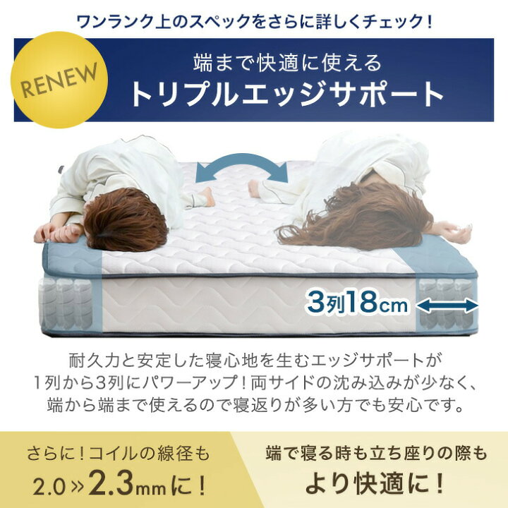 楽天市場】ワンランク上の寝心地&耐久性 極厚22cm 線径2.3mm トリプル 