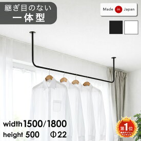 ■15日0時~クーポン5％引■ 一体型 アイアンバー 日本製 完成品 Φ22 天井 耐荷重30kg 1500 1800mm 単品 2本セット 物干し 部屋干し 天井付け 洋服 ハンガー ハンギング ハンガーバー アイアン バー ランドリーバー 国産 黒 白 150 180 【1800のみ超大型/後払・時間指定NG】