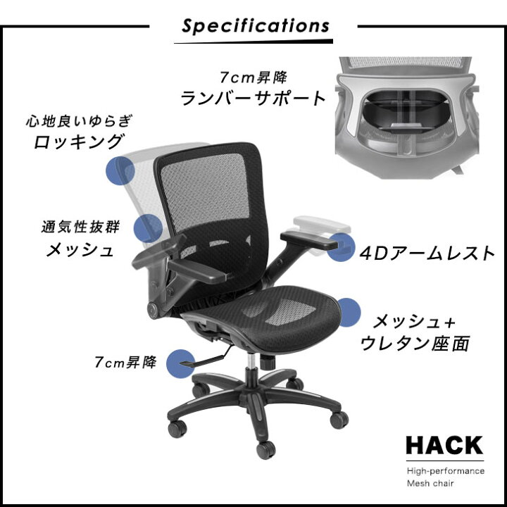 楽天市場】オフィスチェア 4Dアームレスト 可動ランバーサポート 