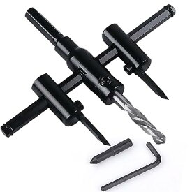 自在錐 充電ドリル用自在錐 工作道具穴開け アジャスタブル サークルカッター 超硬合金鋼刃 調整可能 穴あけ 切割 新建材 アクリル板 木工用 DIY 工具 電気ドリル ブラック (30-200mm)