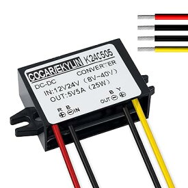 dcdc コンバータ DC 12V 24V → 5V 5A 25W 直流電圧 変換器 変圧器 トランス 防水電源 トラック/車両/ボート/ソーラーシステムなど （DC 8-40V入力を受け入れます）