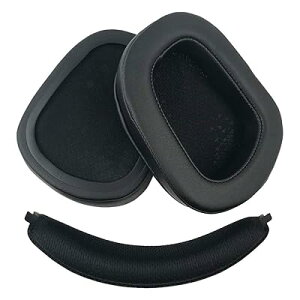 イヤーパッド for Logicool (ロジクール) G933 G633 ヘッドセットに対応 交換用ヘッドホンパッドイヤークッションメモリーフォーム(ブラック) (プロテインレザーイヤパッド+ヘッドバンド)