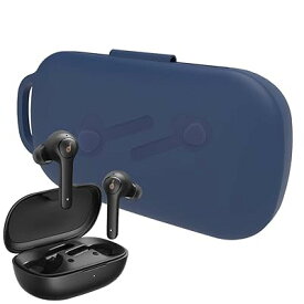シリコンカバー Anker Soundcores Life P2（完全ワイヤレスイヤホン Bluetooth 5.0） 用 カバー シリコンケース 保護ケース 全面保護カバー 耐衝撃 軽量小型 落下防止 装着充電可能 防水 カラビナ付き ブルー