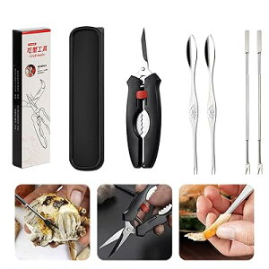 カニ専用道具【5本セット】カニ べる ツール カニフォーク カニスプーン かに割り 多機能 耐久性 ?量 使いやすい 便利 カニ エビ 貝に適用 キッチンツール 収納ケース付き 携帯に便利 シーフ