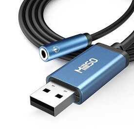 USB オーディオ 変換アダプタ 100cm 外付け サウンドカード USBポート- 4極（TRRS） ステレオミニジャック オーディオインターフェース 3.5mm usb 変換 Windows/Vista/XP、PS5、PS4、Mac OS/X、L