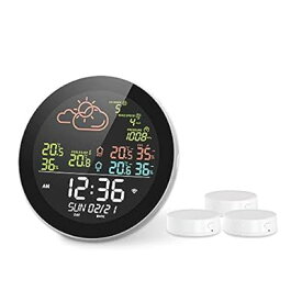 セイコー クロックWifi 多機能 ホーム/オフィス ウェザーステーション カラーデジタル表示時計 屋外および屋内温度テスター 湿度計 天気予報 置時計 スマートライフ対応