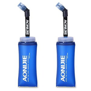 TPU 折りたたみ 水筒 ボトル ウォーターボトル スポーツボトル ジョギング マラソン サイクリング ハイドレーションパックハイドレーションパック用 (350ml - 2個)