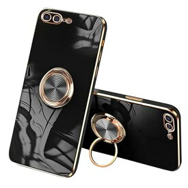 iPhone8Plus ケース iPhone7 Plus ケース リング付き メッキ加工 レンズ保護 tpu ソフト ストラップホール付き 耐衝撃 スリム おしゃれ iPhone 8Plus アイフォン8 Plus ケース (iPhone7 Plus