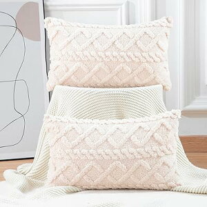 クッションカバー 2枚セット 30×50cm ベージュ 北欧 柔らかい 短いウール フリース 背当て 装飾 枕カバー 座布団カバー ソファ用 寝室用