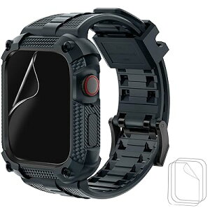 Warrior Apple Watch バンド 41mm/45mm 一体型 ケース 耐衝撃 TPU アップルウォッチ バンド 3Dフルカバーフィルム iWatch Series 8/7/6/se/5/4 に対応