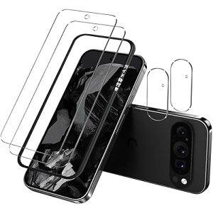 Google Pixel 9 Pro XL 5G ガラスフィルム【ガイド枠】- 旭硝子仕様 Pixel 9 Pro XL フィルム 2枚 + Pixel 9 Pro XL フィルム カメラ 2枚 Google Pixel 9Pro XL 用の 強化ガ