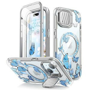 iPhone 15/14/13 P[X 2023/2022/2021p Sʕی MagSafeΉ JYی ƃX^h@\p ʕیtBt t[ƃP[X̎ld\ ̌^ PC+TPU čRKi Ռz S