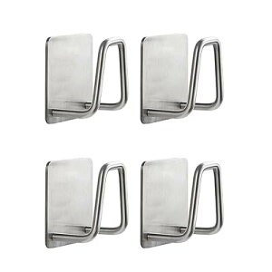 フック 粘着 フック 壁 壁付け フック 壁掛け フック 耐荷重 10kg 強力粘着フック 穴開けない 傷つけない 貼り付け跡なし 防水 防湿 錆びない 壁を傷つけない 【4個入り】シルバー×4