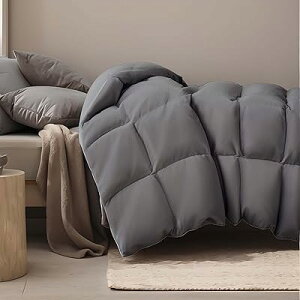 羽毛布団 シングル シーズン終了プロモーション 掛け布団 ダックダウン85% 【独自技術とデザインの抗菌防臭加工 詰め物30%増】羽根布団 冬用 -10℃〜15℃での使用を推奨 ライトグレー サイズ: