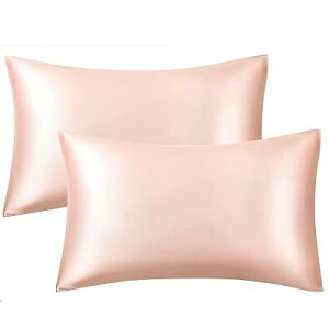枕カバー 2枚セット サテンの枕カバー 封筒式ピローケース 美肌 美髪 両面シルクタイプ 滑らかな材質 静電気防止 (35*50, ローズ)