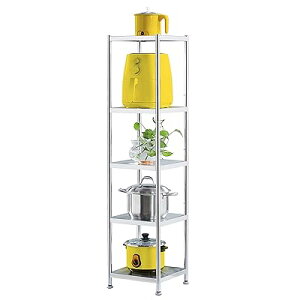 スチールラック ステンレスラック アジャスタブルメタルラック キッチンラック 棚 ラック 水紋プリントラミネート 丈夫で耐久性がある キッチン、寝室、浴室に(ブライトシルバー) (5段,