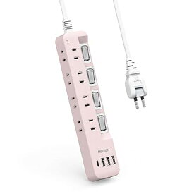電源タップ usb付き 8個AC口 1個usbc 3個usba 延長コード 3m 雷ガード usb コンセント oa スイッチ付き 壁掛け たこあしコンセント テーブルタップ マルチタップ スイングプラグ おしゃれ ピンク 可愛い