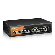 スイッチングハブ ギガビット 10ポート (PoE 8ポート 135W) 金属筐体 電源内蔵 ブラック 簡易パッケージ