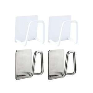 フック 粘着 フック 壁 壁付け フック 壁掛け フック 耐荷重 10kg 強力粘着フック 穴開けない 傷つけない 貼り付け跡なし 防水 防湿 錆びない 壁を傷つけない 【4個入り】ホワイト×2、シルバ