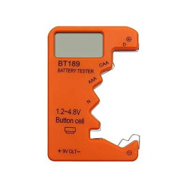 バッテリーチェッカー デジタル 電池チェッカー 電池残量チェッカー 電池 チェッカー 適合電池：N型、#1、#2、#5、#14500、#7、10440、16340、ボタン電池、9V電池（オレンジ色）