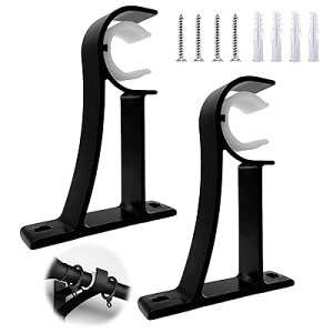 カーテンロッドブラケット カーテンフック 2個セット 丸棒固定クリップ カーテンふさかけフック カーテンホルダー カーテンロッドフック カーテン ホルダー ロッドホルダー 暖簾かけフッ