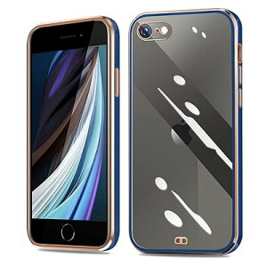 iPhone SE ケース 第3世代 第2世代 クリア iPhone8 ケース iPhone7 アイフォンSE3/SE2 カバー 耐衝撃 透明 TPU 落下防止 防塵 薄型 軽量 一体型 人気 変形防止 全面保護カバー シリコン メッキ加工(ネイビ