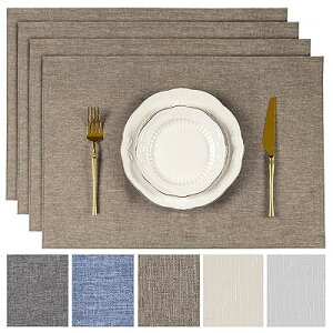 ランチョンマット 撥水 綿痲類 ラウンド 直径35cm 二層生地 両面使える 丸型 無地 和風 断熱