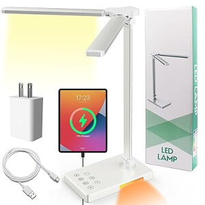 デスクライト led 勉強机 明るい 550lm 幅広 調色5段階 無段階調光 間接照明 ACアダプター付き