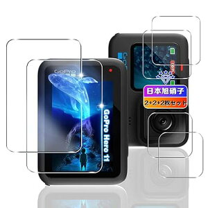 �y6���Z�b�g�z �Ή� Gopro Hero 12 / Hero 11 / Hero 10 / Hero 9 Black �K���X�t�B���� 4�� + �����Y�ی� 2��