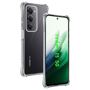 �Ή� Redmi 15 5G �P�[�X ��p �����o�b�N�J�o�[ �_��TPU�f�� �S�ʕی� �ϏՌ� �����h�~ ���菝�h