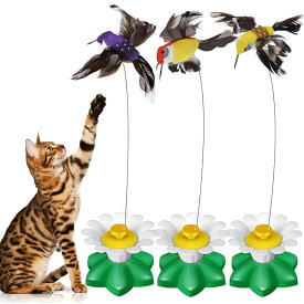 回転式電動おもしろ猫じゃらし 猫用おもちゃ シミュレーション蝶鳥 インタラクティブおも