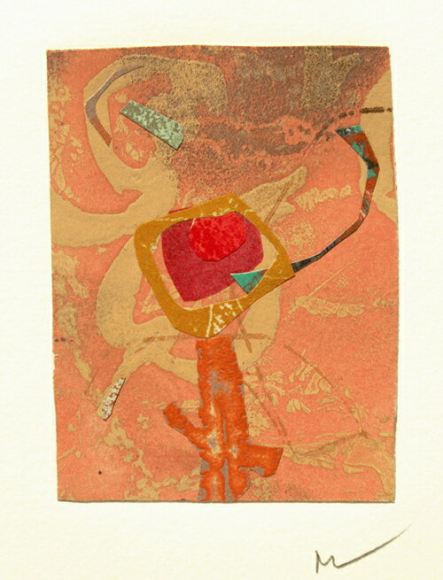 山本正文、一粒のサクランボ-、版画/銅版画+コラージュ