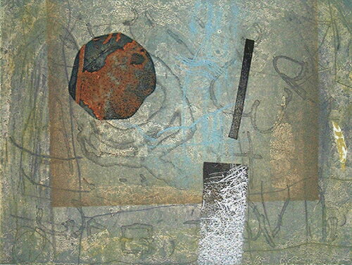 山本正文、冬の花、版画/銅版画