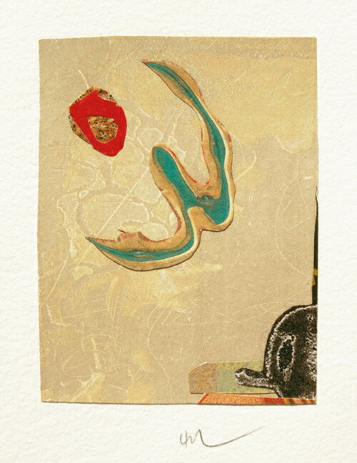 山本正文、薫風、版画/銅版画+コラージュ