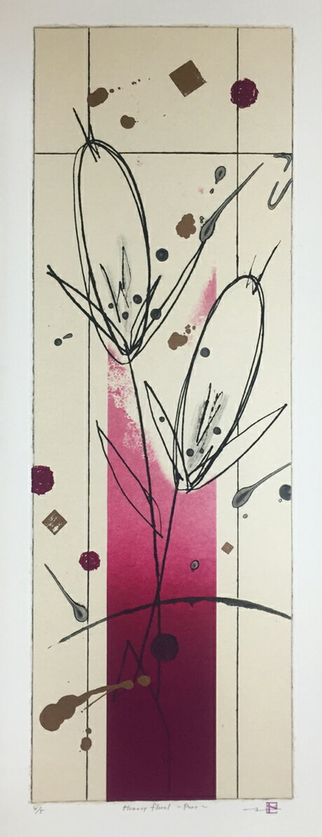【インテリアアート】版画/リトグラフ・ドライポイント鳴海伸一Honestfloral〜Pure〜現代アート送料無料
